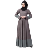 Polka dotted full flare abaya- Grey Polka dotted full flare abaya- Grey